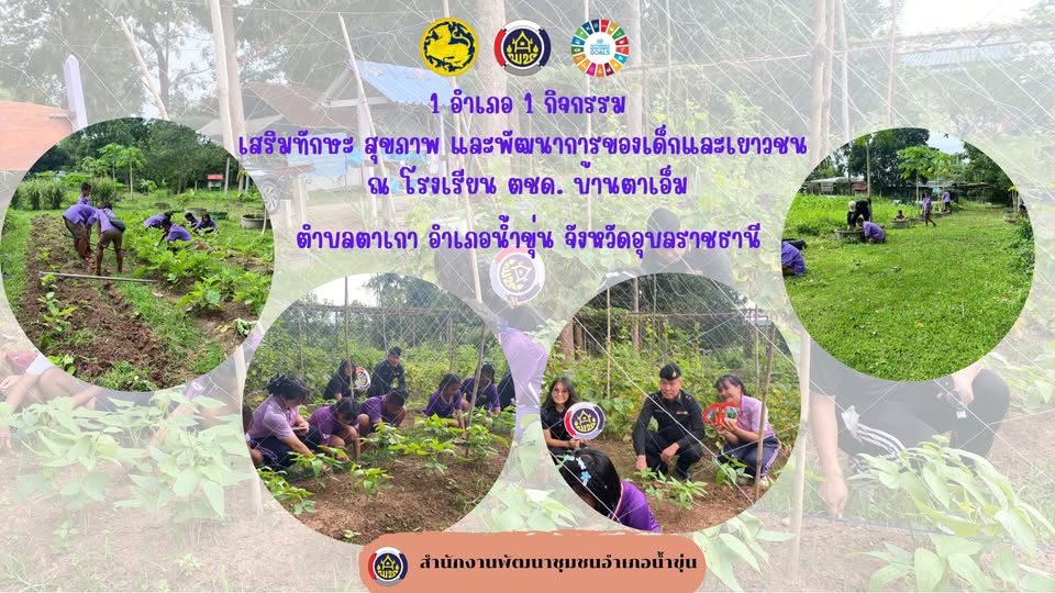 สำนักงานพัฒนาชุมชนอำเภอน้ำขุ่นร่วมกับหน่วยงานภาคีเครือข่าย ดำเนินกิจกรรม 1 อำเภอ 1 กิจกรรม เสริมทักษะ สุขภาพ และพัฒนาการของเด็กและเยาวชน